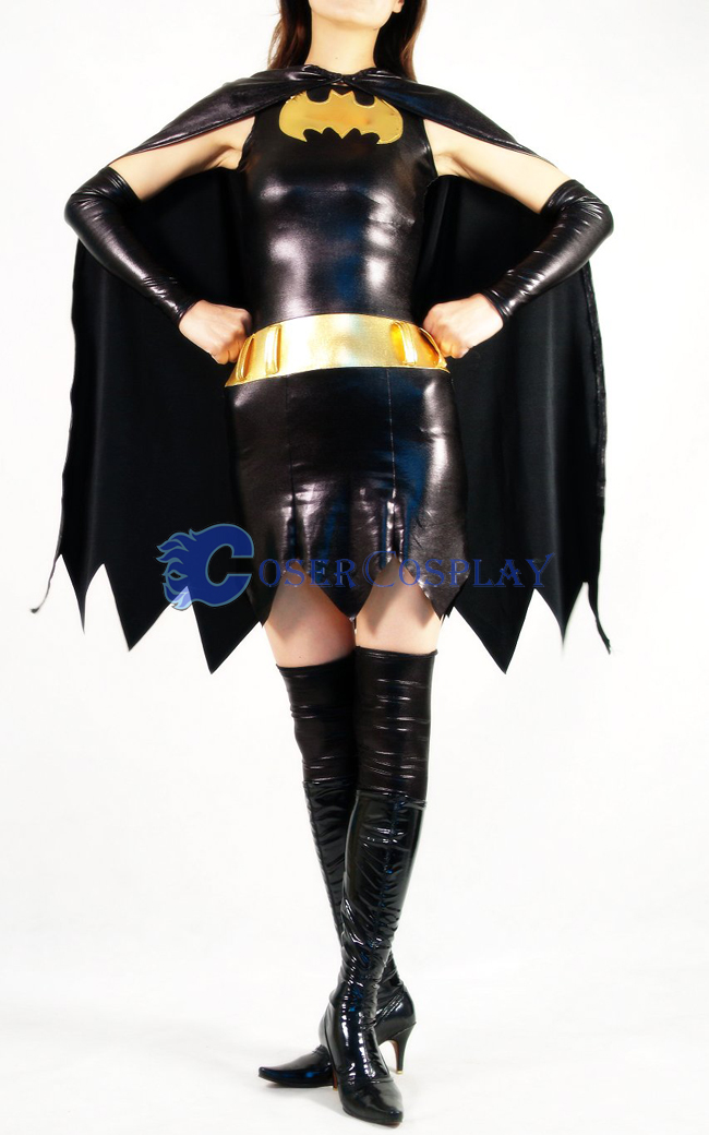 Batman Costume Batgirl Shiny Spandex Dress